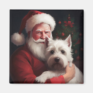 Aimant West Highland White Terrier Santa Claus Noël