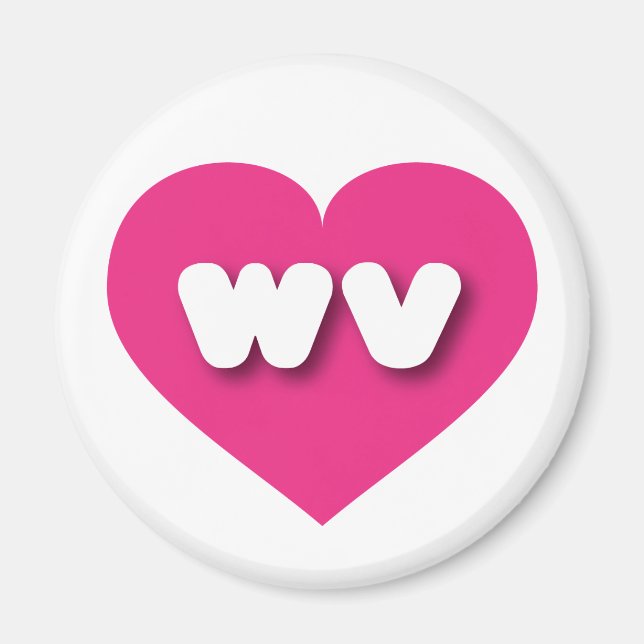 Aimant West Virginia coeur rose chaud - J'aime wv (Devant)