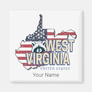 Aimant West Virginia États-Unis Carte Retro Vintage USA