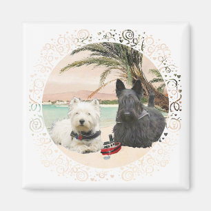 Aimant Westie et Scottie sur la plage de Palmy