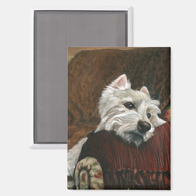 Aimant Westie sur canapé (Recto/Verso)