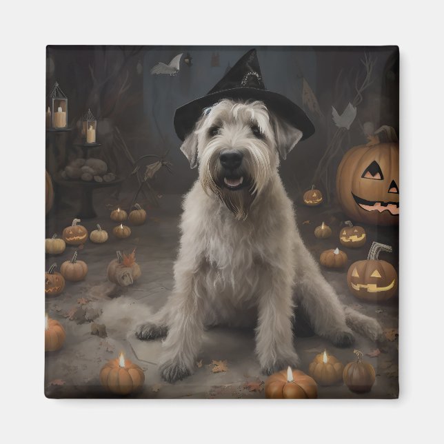 Aimant Wheaten Terrier Citrouille Halloween effroi (Devant)