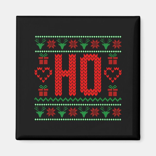 Aimant Where My Ho's At Ugly Christmas Sweater Couples Ma (Devant)