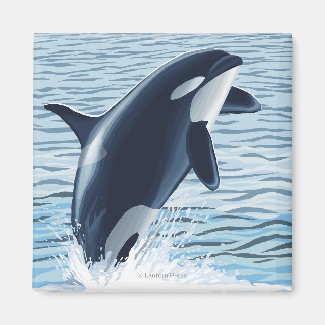 Aimant Whidbey Island, Washington Orca Jumping (Devant)