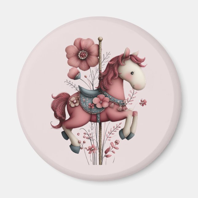 Aimant Whimsical Carousel Horse Image (Devant)