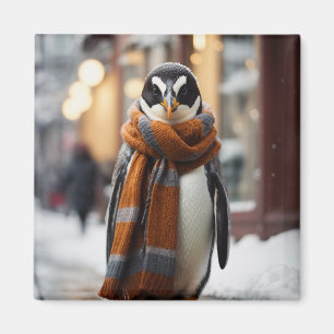 Aimant Whimsical Cosy Penguin hiver neigeux