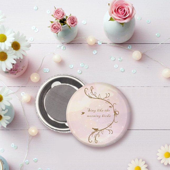 Aimant Whimsical Soft Pink Sing Oiseaux du matin (Créateur téléchargé)