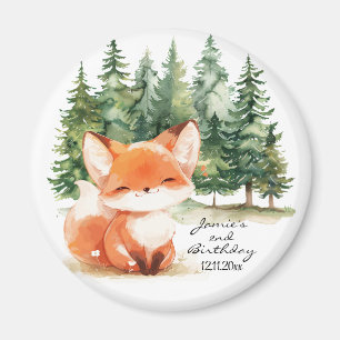 Aimant Whimsical Woodland Baby Fox 2e anniversaire
