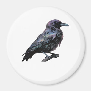 Aimant Whimsigoth Moody Floral Grungy Corvus, Corbeau, Co