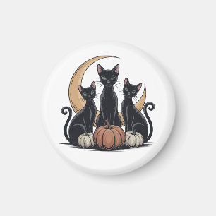 Aimant Whimsigothique Chats noirs Citrouille Lune Hallowe