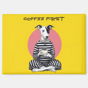 Aimant Whippet Coffee Time – Chien Ancien Excentrique