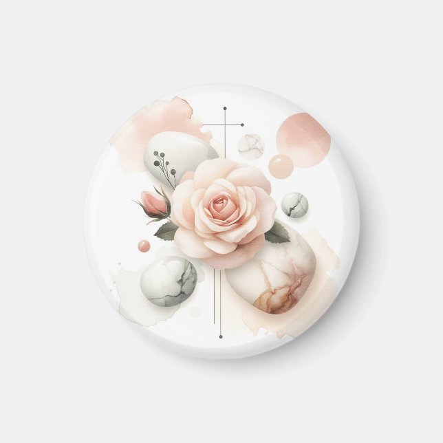 Aimant Whisper d'un Rose - Une élégance d'aquarelle rêvée (Devant)