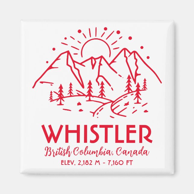Aimant Whistler Colombie-Britannique Canada Ski minimalis (Devant)