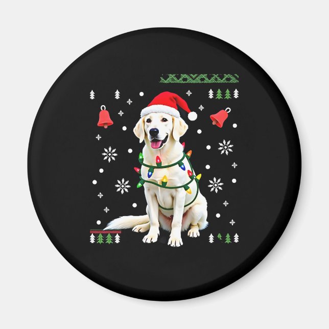 Aimant White Boxer Dog Ugly Christmas Sweater Funny Xmas  (Devant)