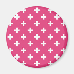 Aimant White polka crosses on fuchsia