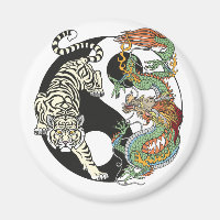 White tiger versus green dragon in the yin yang