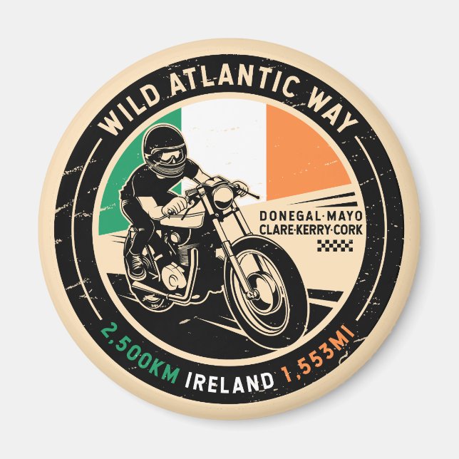 Aimant Wild Atlantic Way | Irlande | Motorcycle (Devant)