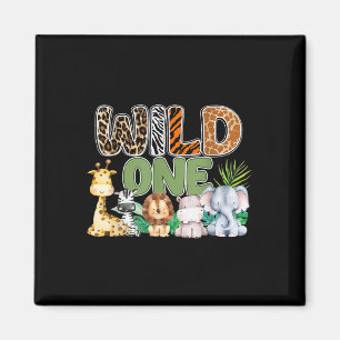 Aimant Wild One 1er anniversaire Safari famille jumelage