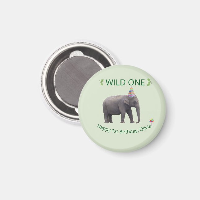 Aimant Wild One Elephant Birthday Keepsake (Recto/Verso)