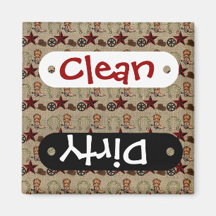 Aimant Wild West Cowboy Country Western sur Burlap Motif