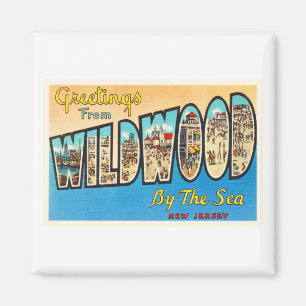 Aimant Wildwood par la carte postale de cru du New Jersey