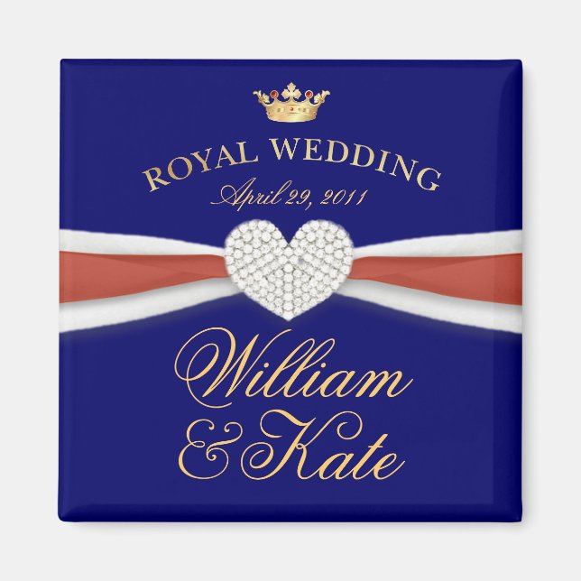 Aimant William & Kate - Mariage royal cadeau commémoratif (Devant)