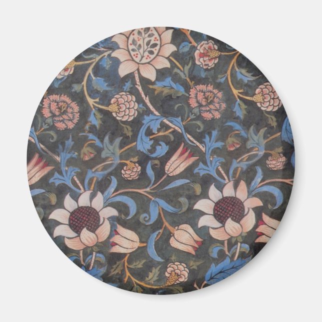 Aimant William Morris Evenlode Textile Floral Art (Devant)