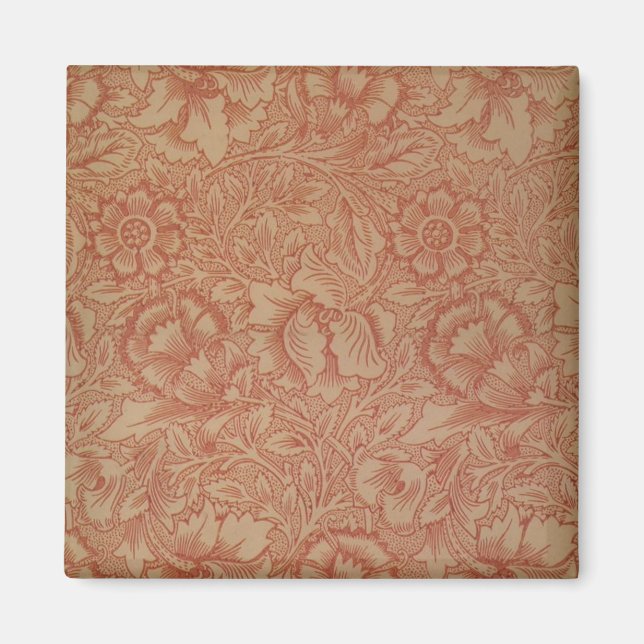 Aimant William Morris Fleur de pavot rose Floral (Devant)