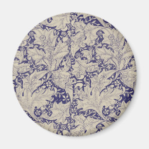 Aimant William Morris Motif Giroflée Bleu Antique