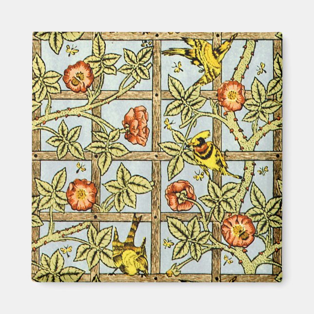 Aimant William Morris oiseaux et fleurs motif (Devant)