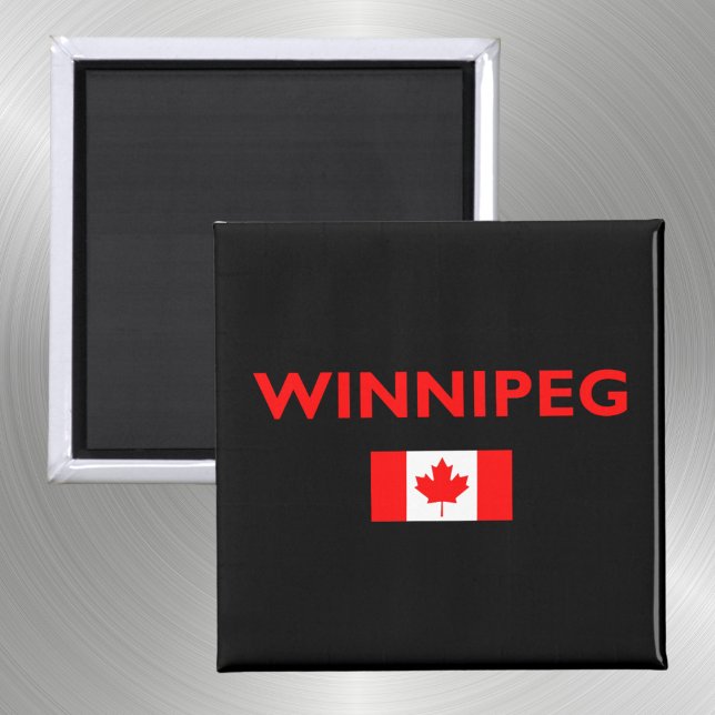 Aimant Winnipeg Canada Drapeau canadien Couleur foncée (Créateur téléchargé)