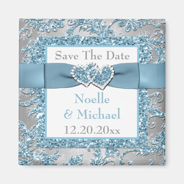 Aimant Winter Wonderland Enregistrer La Date Mariage Magn (Devant)
