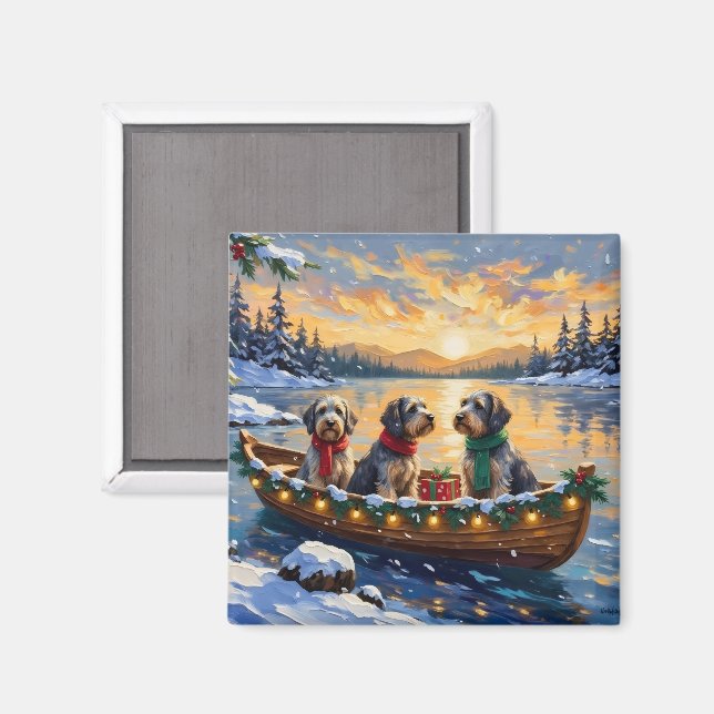 Aimant Wirehaired Pointing Griffon Christmas Boat Holiday (Recto/Verso)