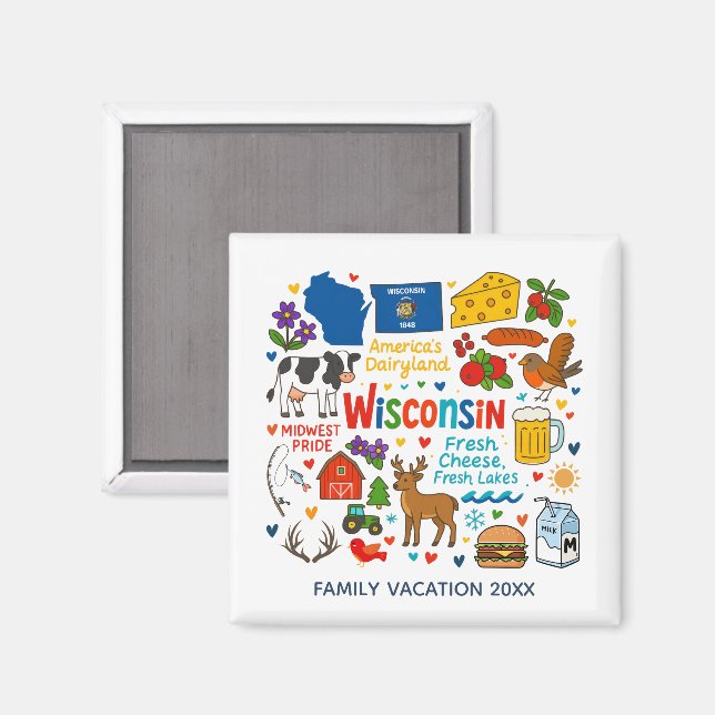 Aimant Wisconsin Family Trip Keepsake Personalized (Recto/Verso)