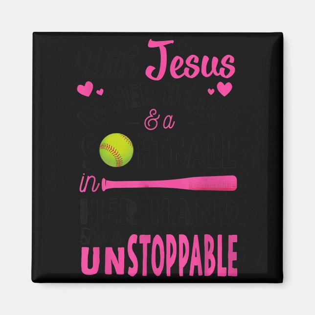 Aimant With Jesus In Her Heart And A Softball She Is Unst (Devant)
