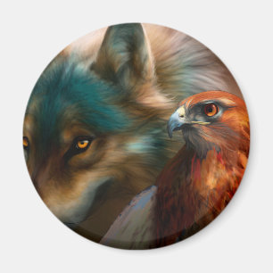 Aimant Wolf and eagle painting