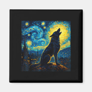 Aimant Wolf Starry Night Howling Lune Drôle Pour Hommes F