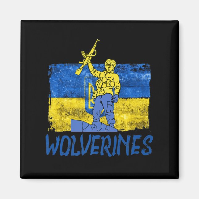 Aimant Wolverines Soutenez l'UkraineUkraine Wolverines Am (Devant)