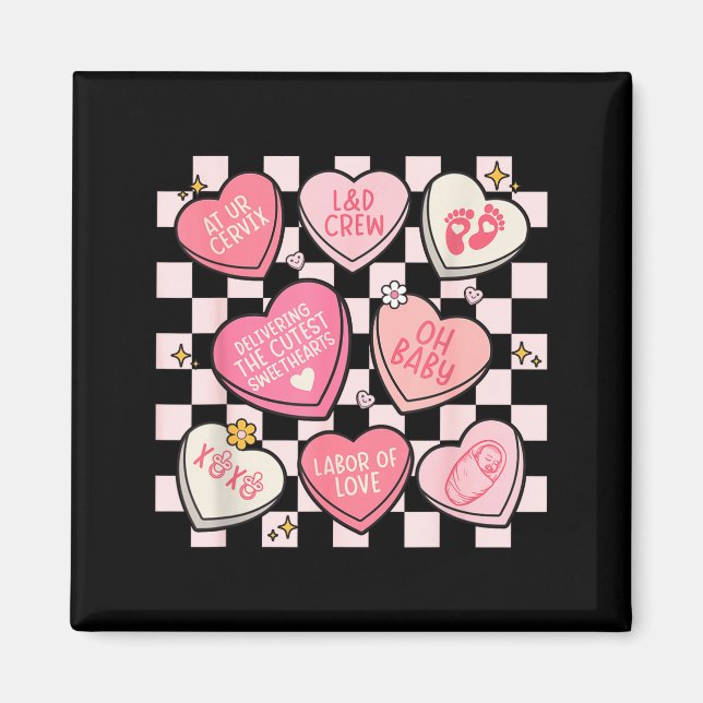 Aimant Women Labor And Delivery Nurse Hearts Candy Valent (Devant)
