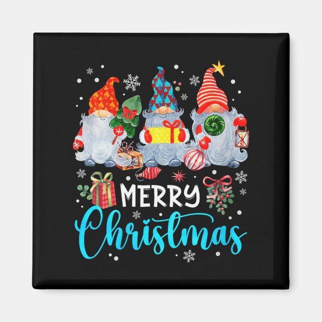 Aimant Womens Cute Merry Christmas Gnome Snowflakes Xmas  (Devant)
