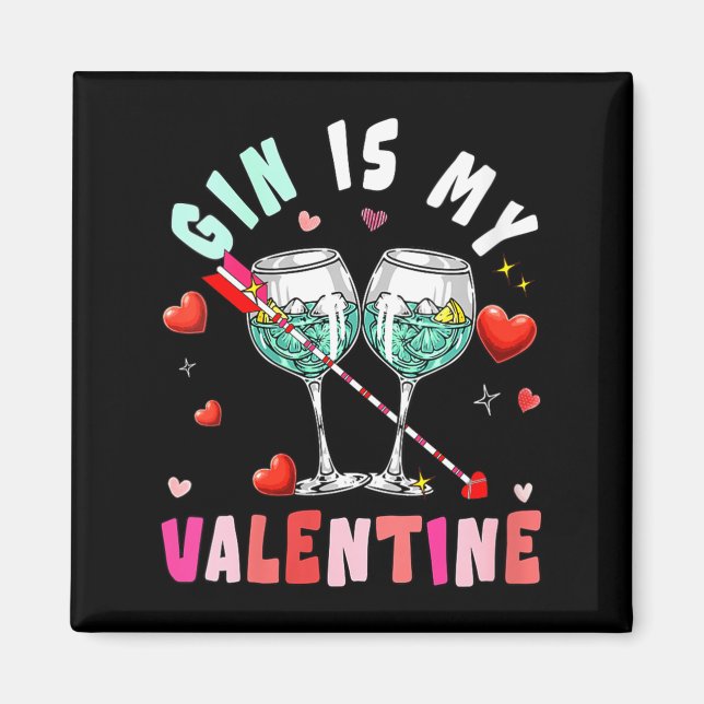 Aimant Women's Gin Is My Valentine Hearts Matching Drinke (Devant)