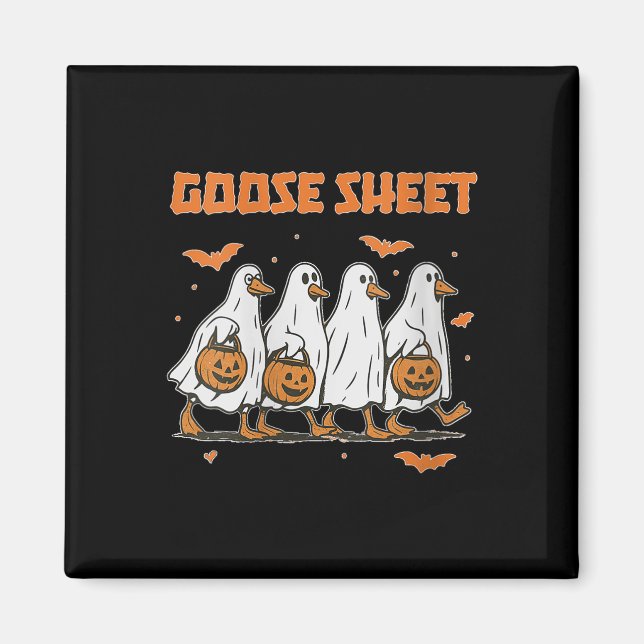 Aimant Womens Halloween Fall Goose Sheet Ghost Floral Aut (Devant)