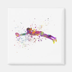 Aimant Women's rugby in watercolor