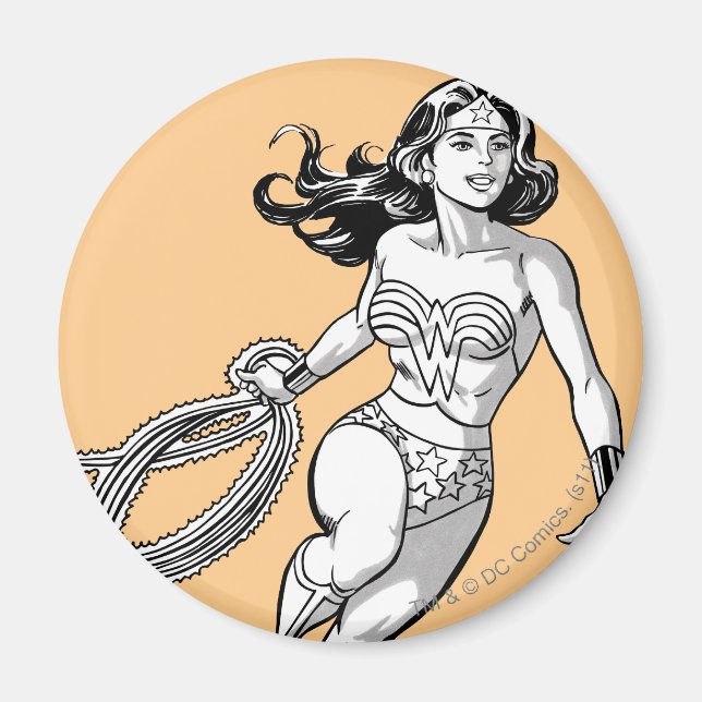 Aimant Wonder Woman Lasso noir & blanc (Devant)