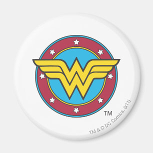 Aimant Wonder Woman   Logo Cercle & Etoiles