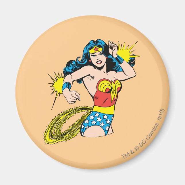 Aimant Wonder Woman Twist avec des menottes brillantes (Devant)