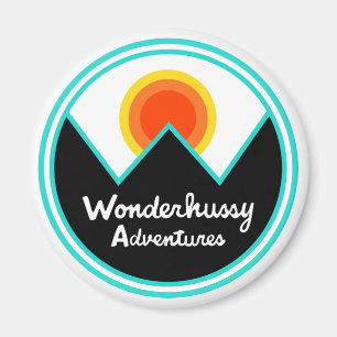 Aimant Wonderhussy Adventures Round Retro Sunset