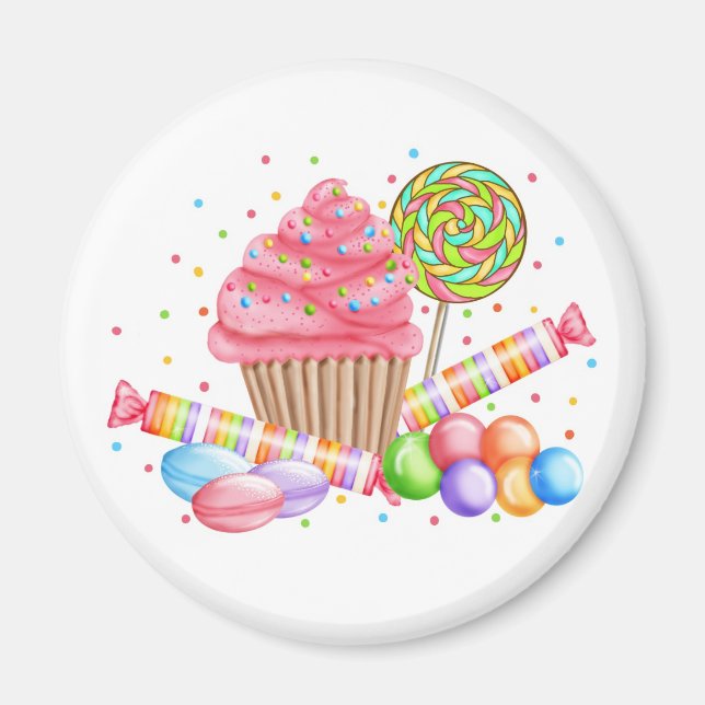 Aimant Wonderland Cupcake Candy Lollipop Sweet Tarts (Devant)
