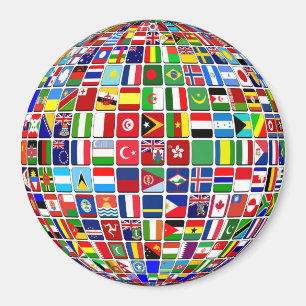 Aimant World Flags Globe, International,