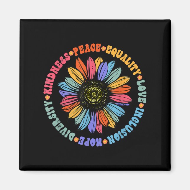 Aimant World Peace Suprter Sunflower Floral Outfit Kindne (Devant)